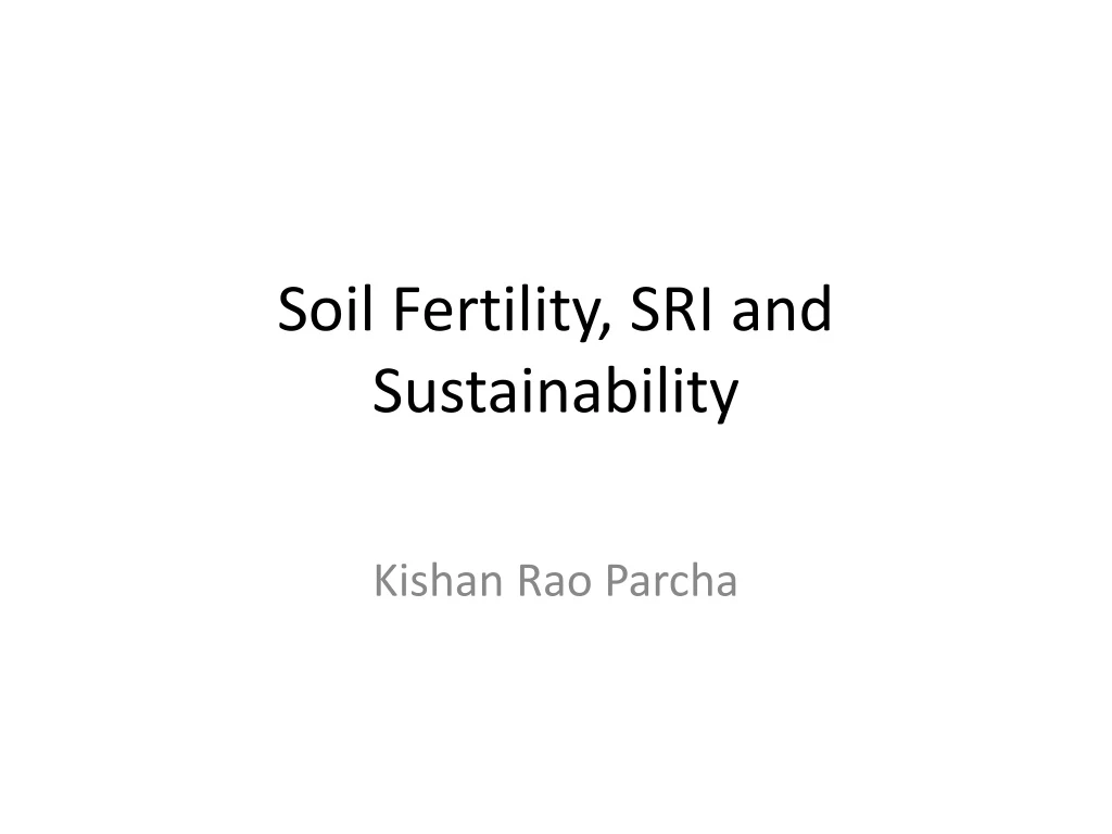 soil fertility sri and sustainability