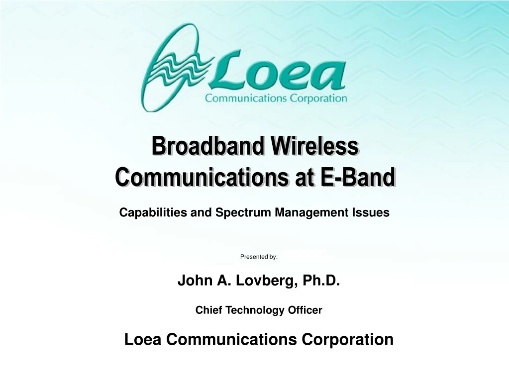 broadband wireless communications at e band