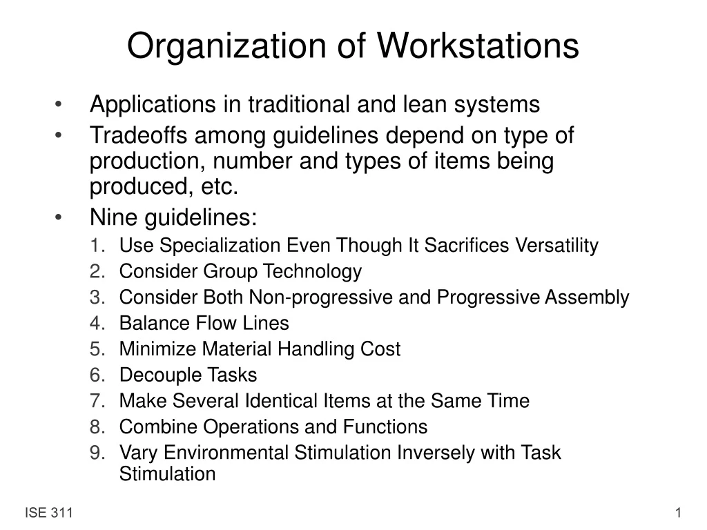 organization of workstations