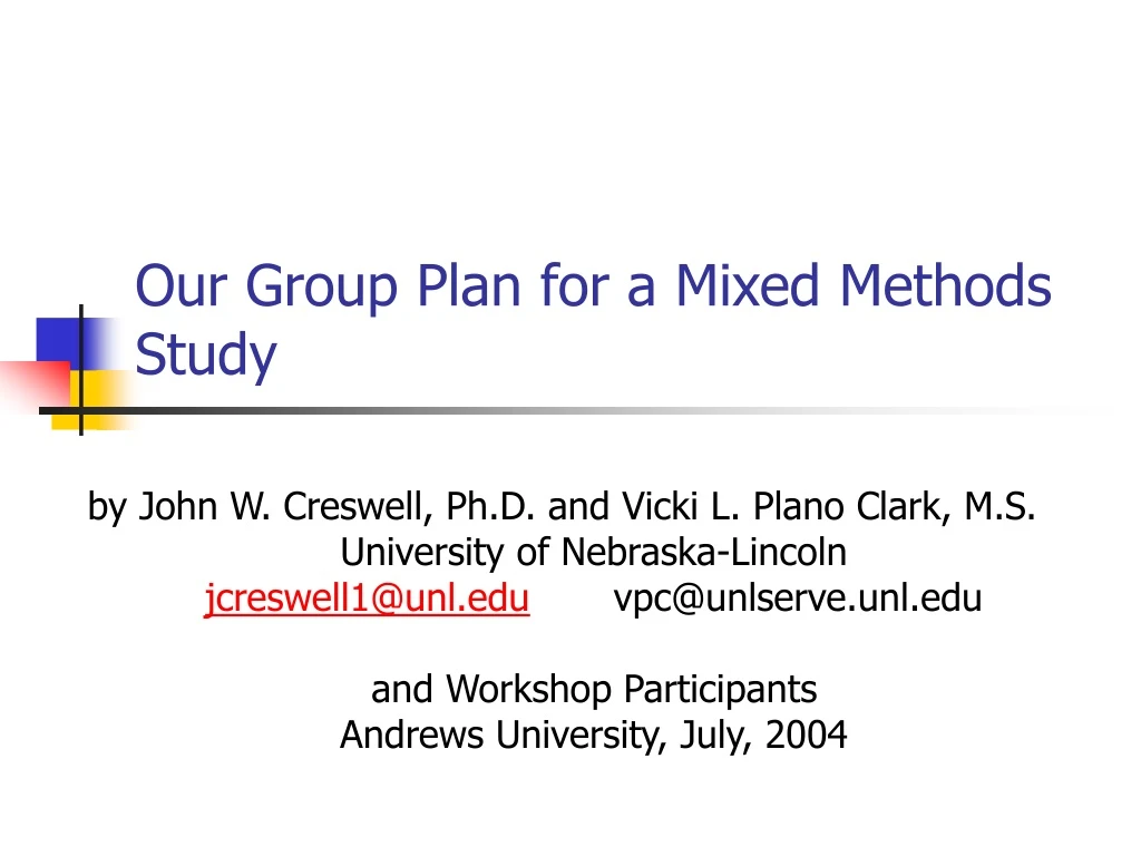our group plan for a mixed methods study