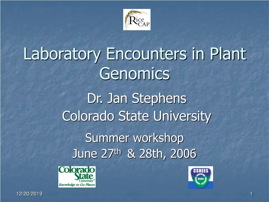 laboratory encounters in plant genomics