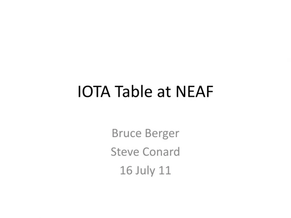 IOTA Table at NEAF