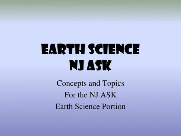 EARTH SCIENCE  NJ ASK