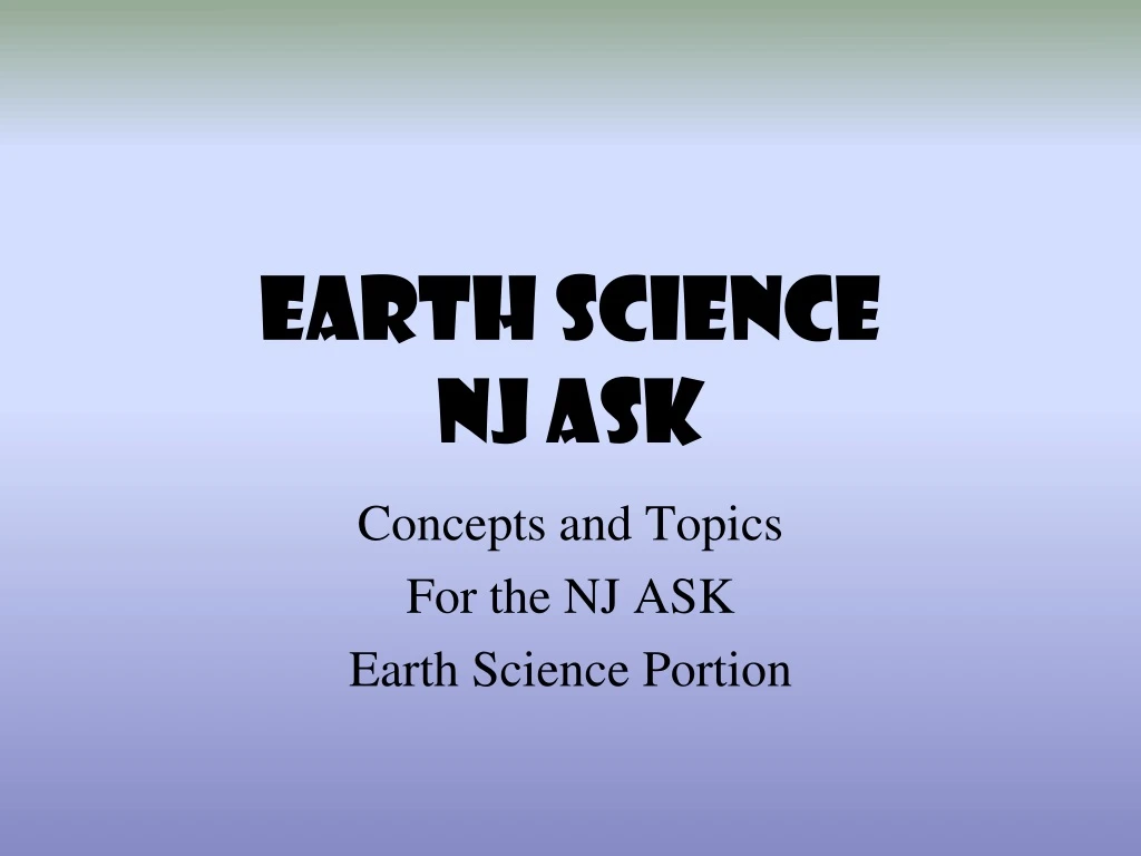 earth science nj ask