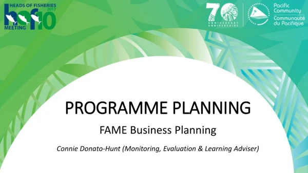 Programme planning FAME Business Planning