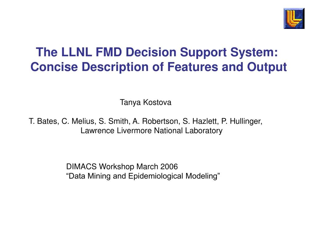 the llnl fmd decision support system concise