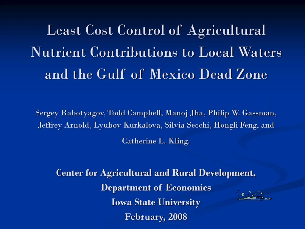 least cost control of agricultural nutrient