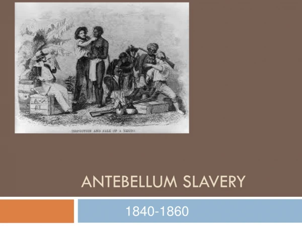 ANTEBELLUM SLAVERY