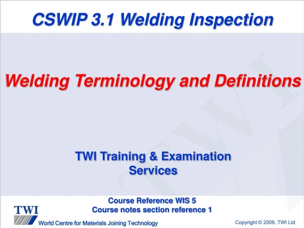 CSWIP 3.1 Welding Inspection