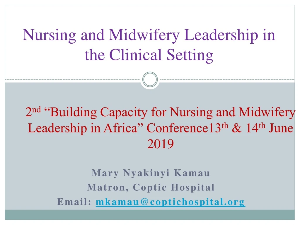 nursing and midwifery leadership in the clinical setting