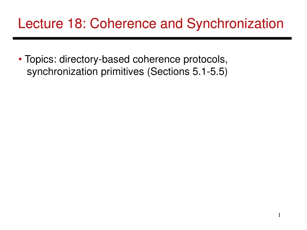lecture 18 coherence and synchronization