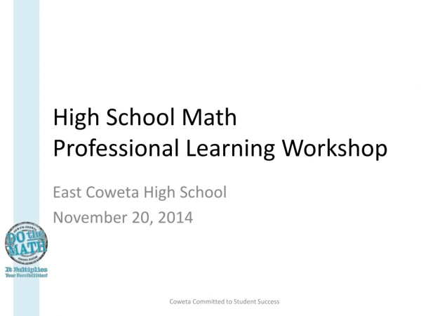 High School Math  Professional Learning Workshop