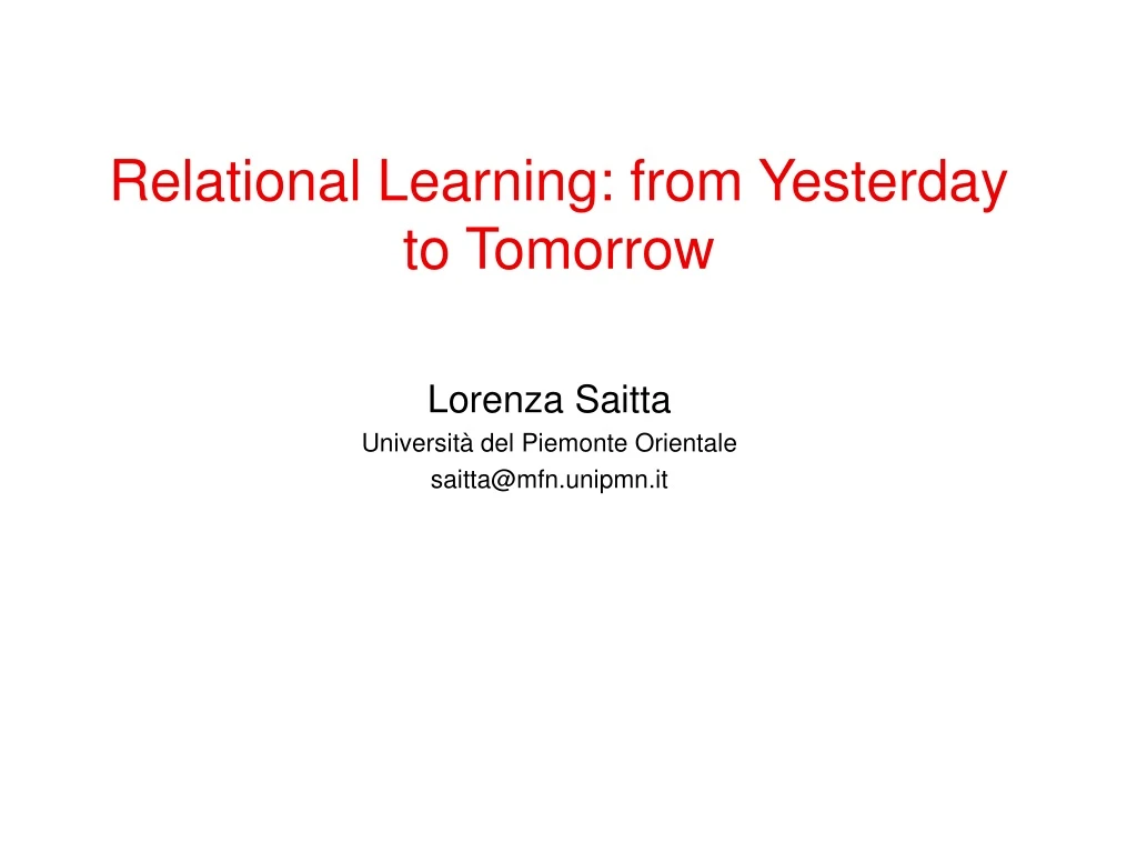 relational learning from yesterday to tomorrow
