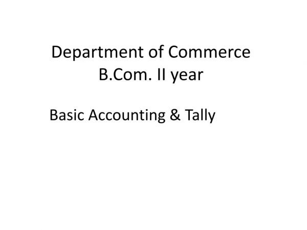 Department of Commerce B.Com. II year