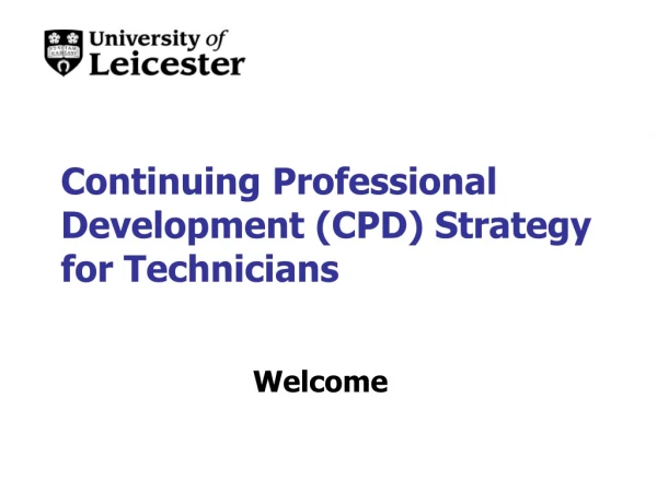 Continuing Professional Development (CPD) Strategy for Technicians