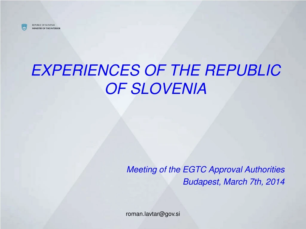 experiences of the republic of slovenia