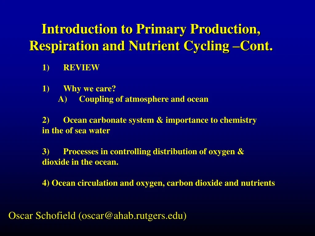 introduction to primary production respiration