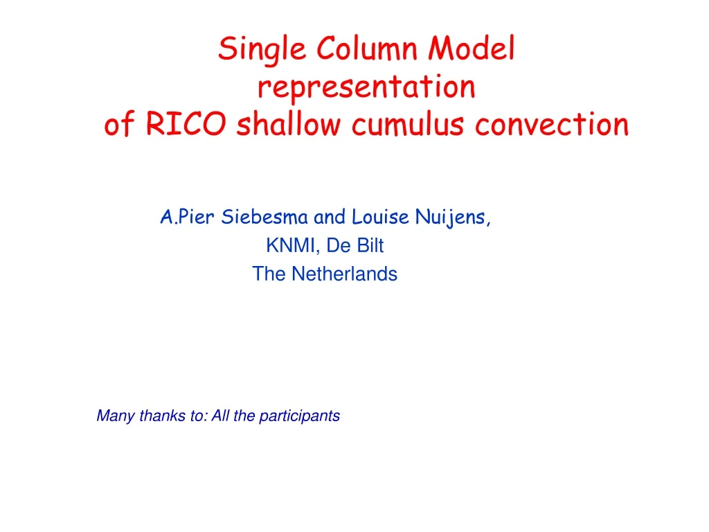 single column model representation of rico shallow cumulus convection