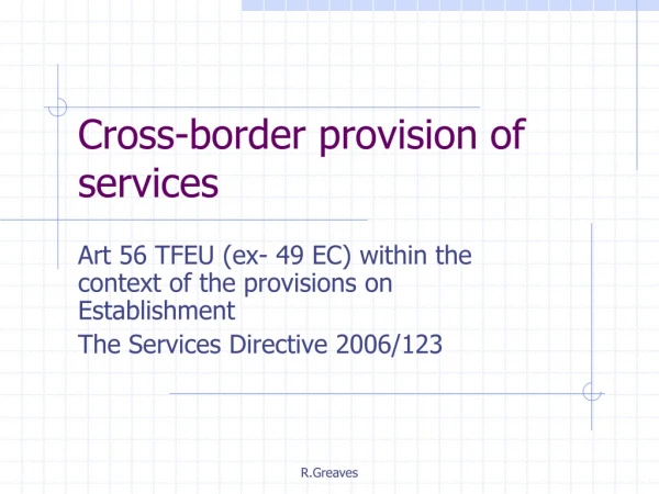 Cross-border provision of services