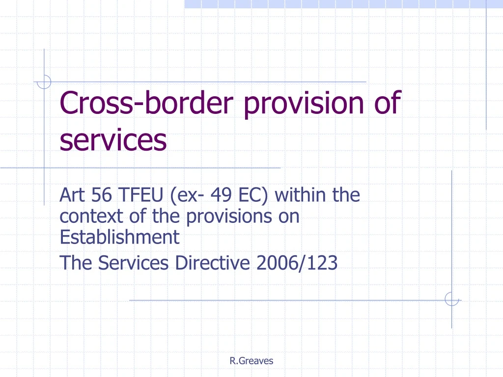 cross border provision of services