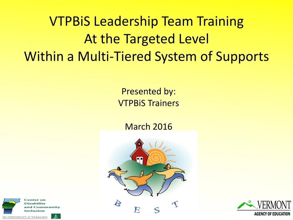 vtpbis leadership team training at the targeted level within a multi tiered system of supports