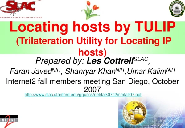 Locating hosts by TULIP  (Trilateration Utility for Locating IP hosts)