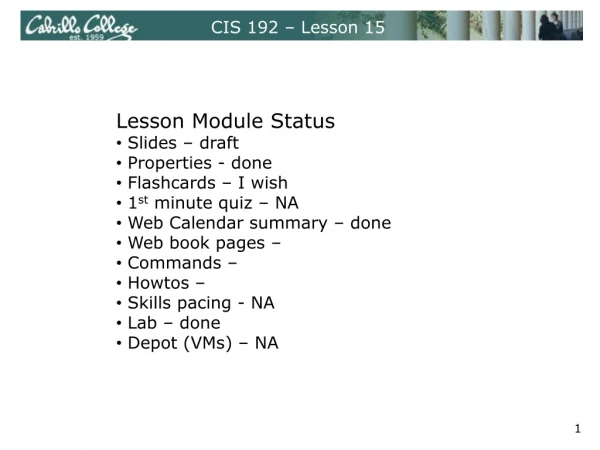 CIS 192 – Lesson 15