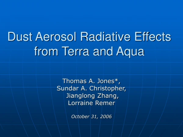 Dust Aerosol Radiative Effects from Terra and Aqua