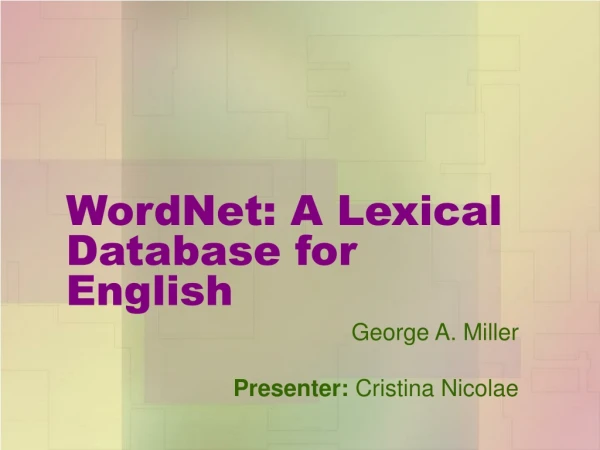 WordNet: A Lexical Database for English