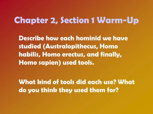 Chapter 2, Section 1 Warm-Up