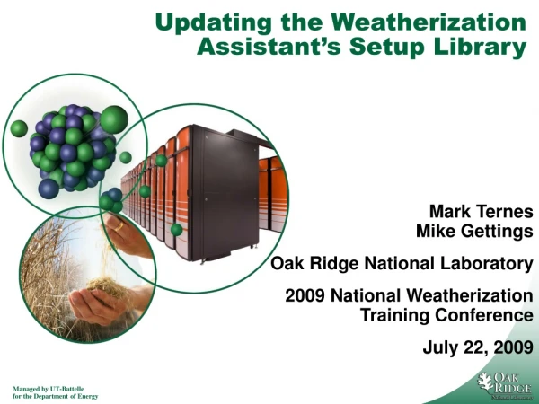 Updating the Weatherization Assistant’s Setup Library