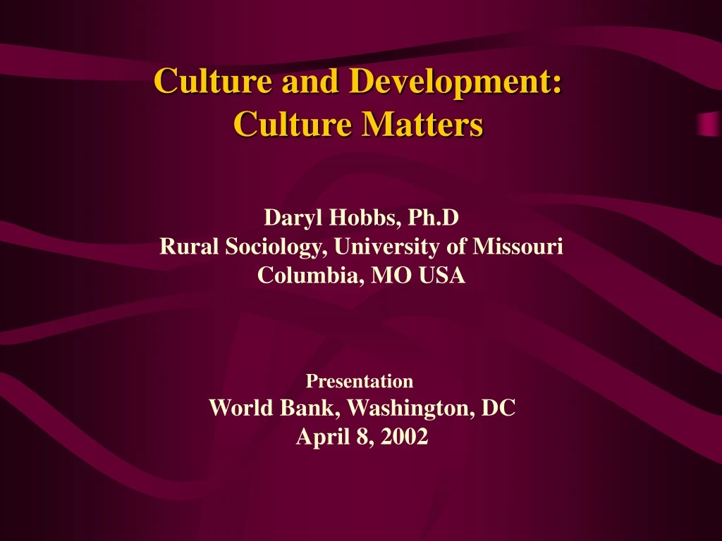 culture and development culture matters