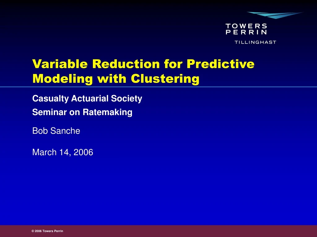 variable reduction for predictive modeling with clustering