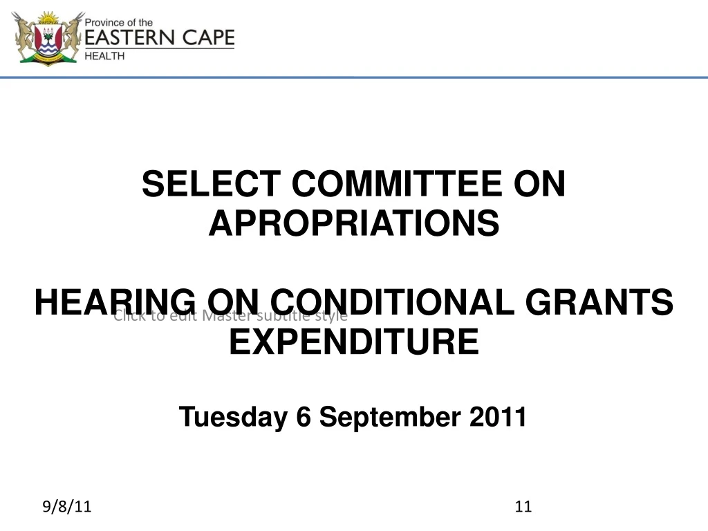 select committee on apropriations hearing