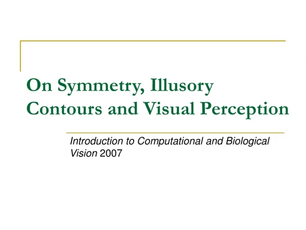 On Symmetry, Illusory Contours and Visual Perception