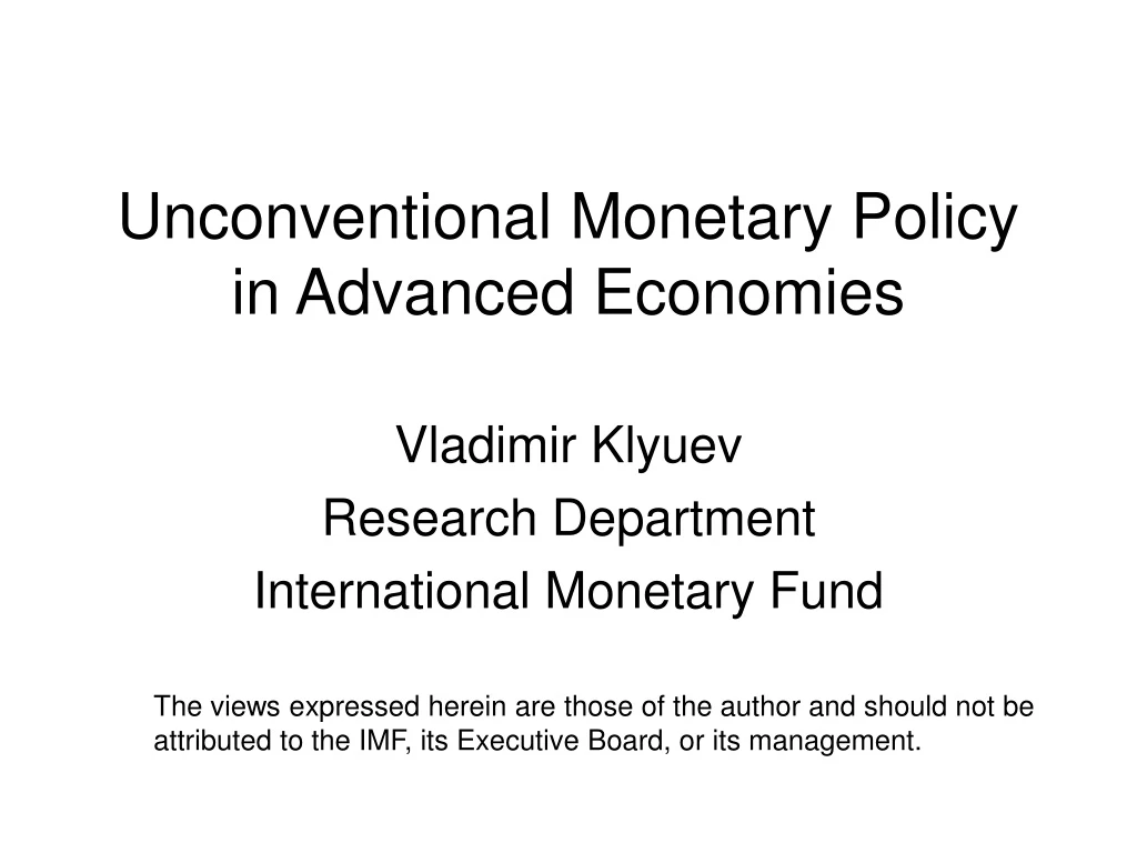 unconventional monetary policy in advanced economies