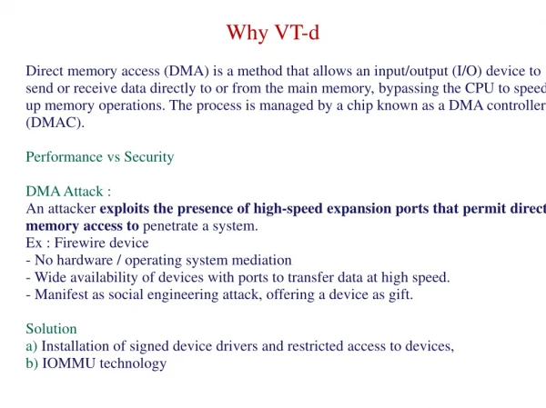 Why VT-d
