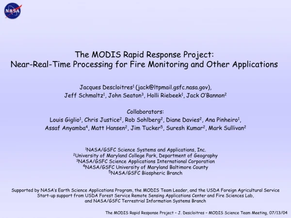 The MODIS Rapid Response Project: