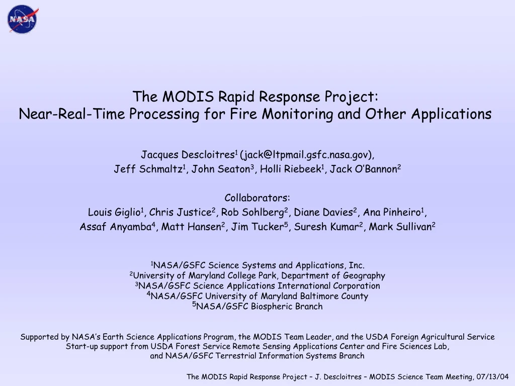 the modis rapid response project near real time