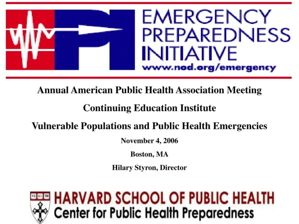 Annual American Public Health Association Meeting Continuing Education Institute