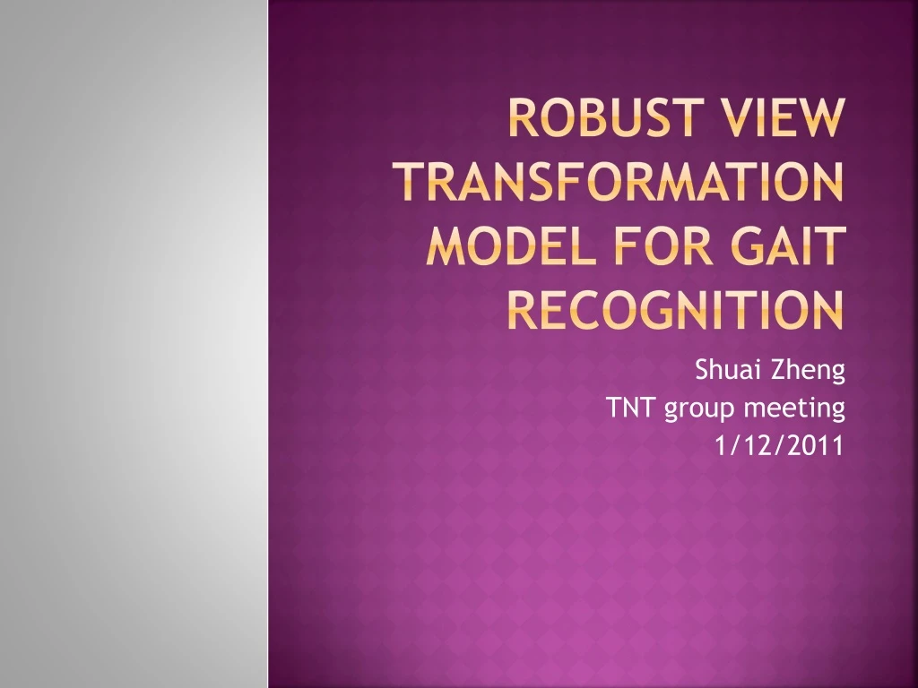 robust view transformation model for gait recognition