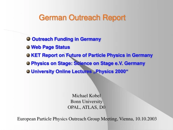 German Outreach Report