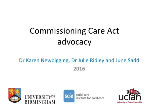Commissioning Care Act advocacy