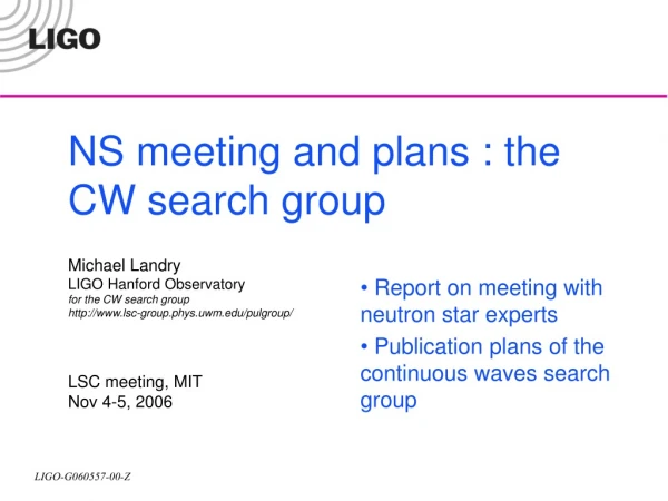 Report on meeting with   neutron star experts