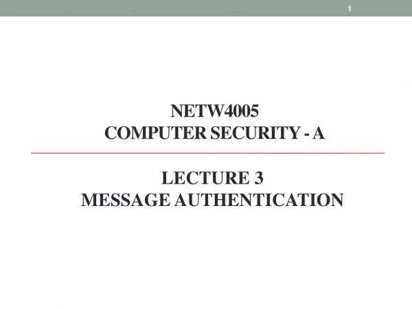 NETW4005 COMPUTER SECURITY - A