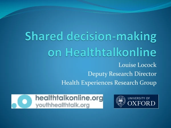 Shared decision-making on  Healthtalkonline