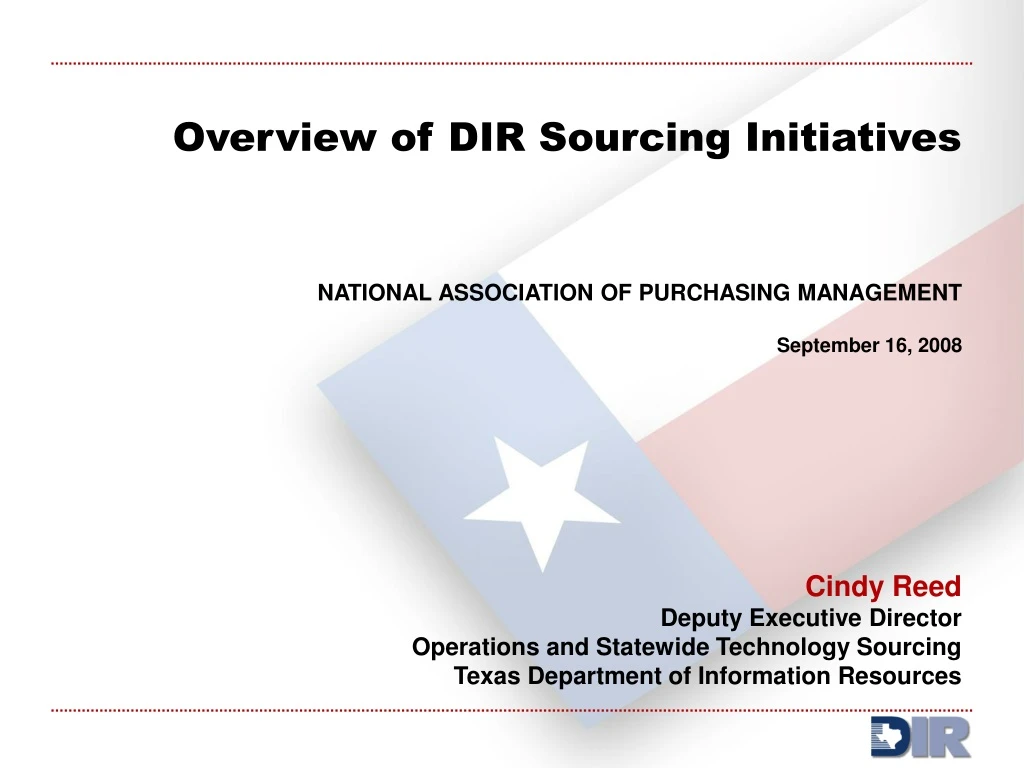 overview of dir sourcing initiatives