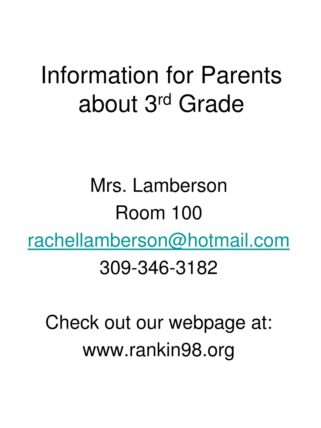 information for parents about 3 rd grade
