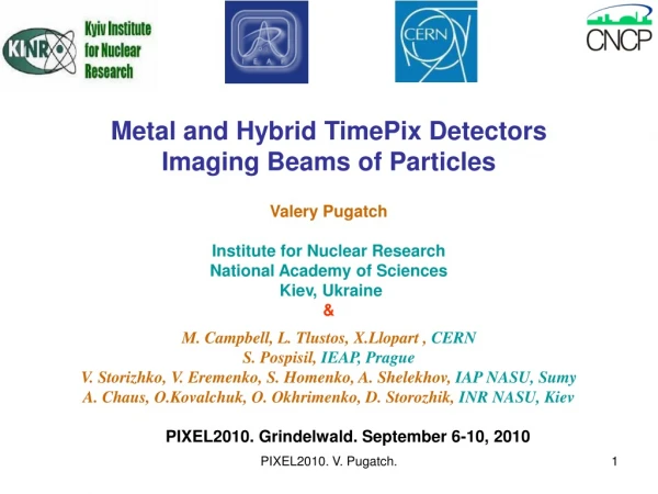 Metal and Hybrid TimePix Detectors Imaging Beams of Particles