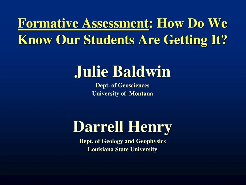 formative assessment how do we know our students